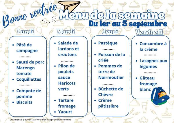 Menu 1 er septembre