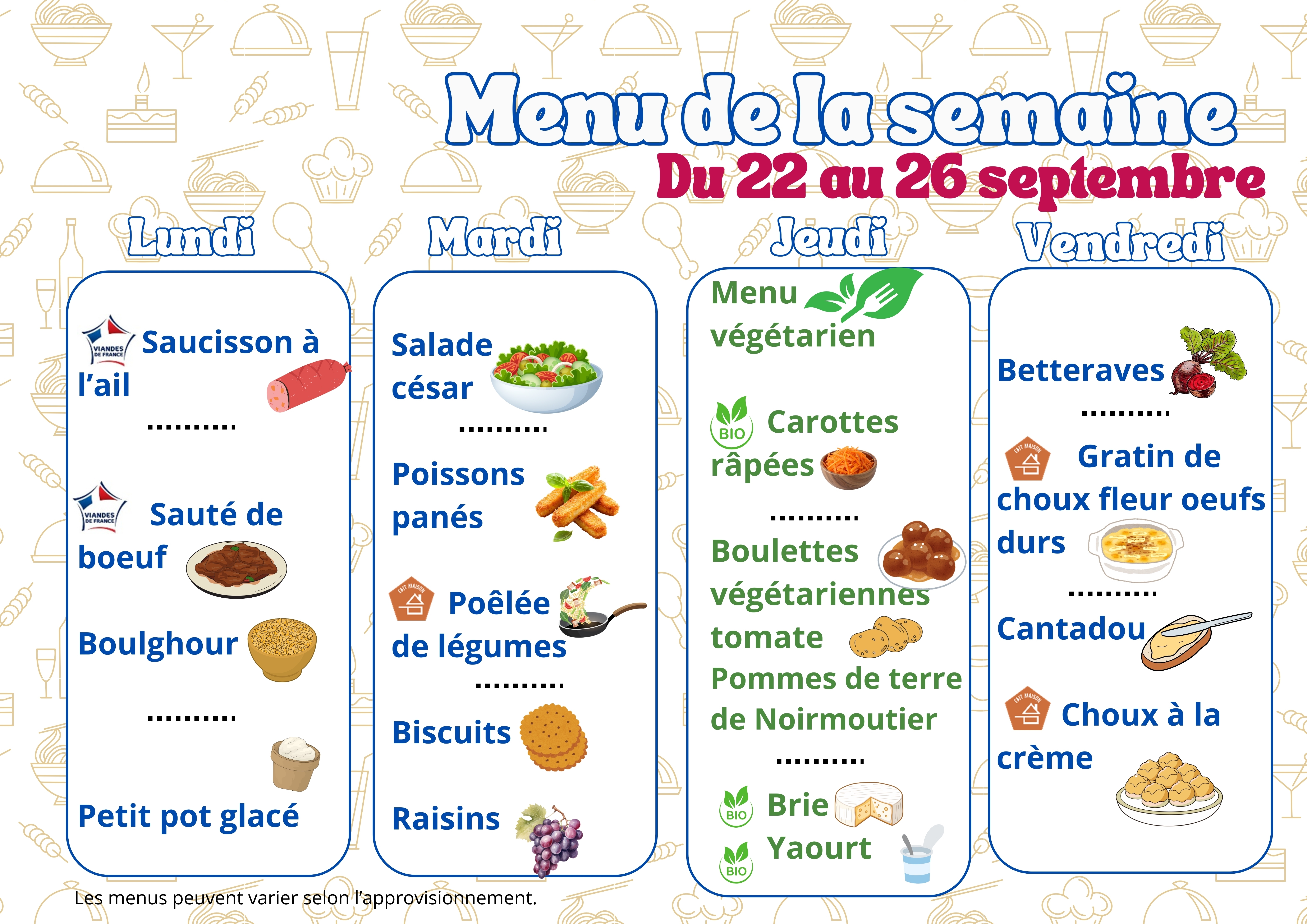 menu 22 septembre guérinière