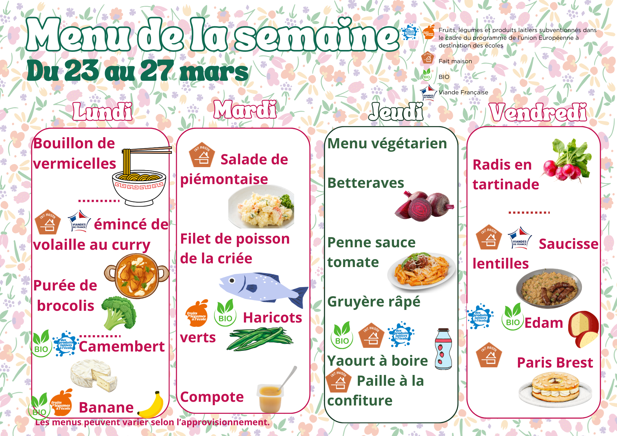 menu 23 mars 2026