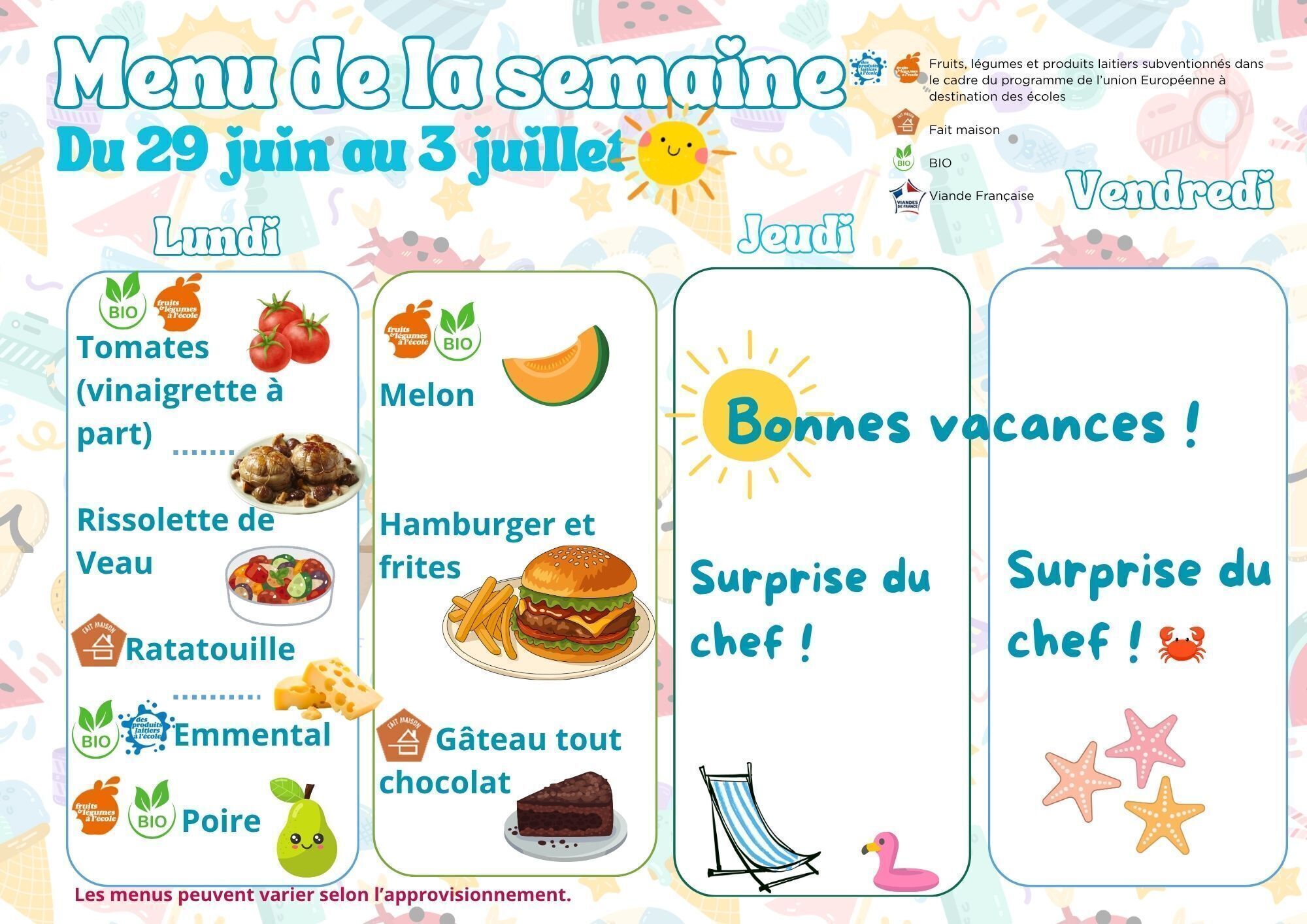 menu 29 juin