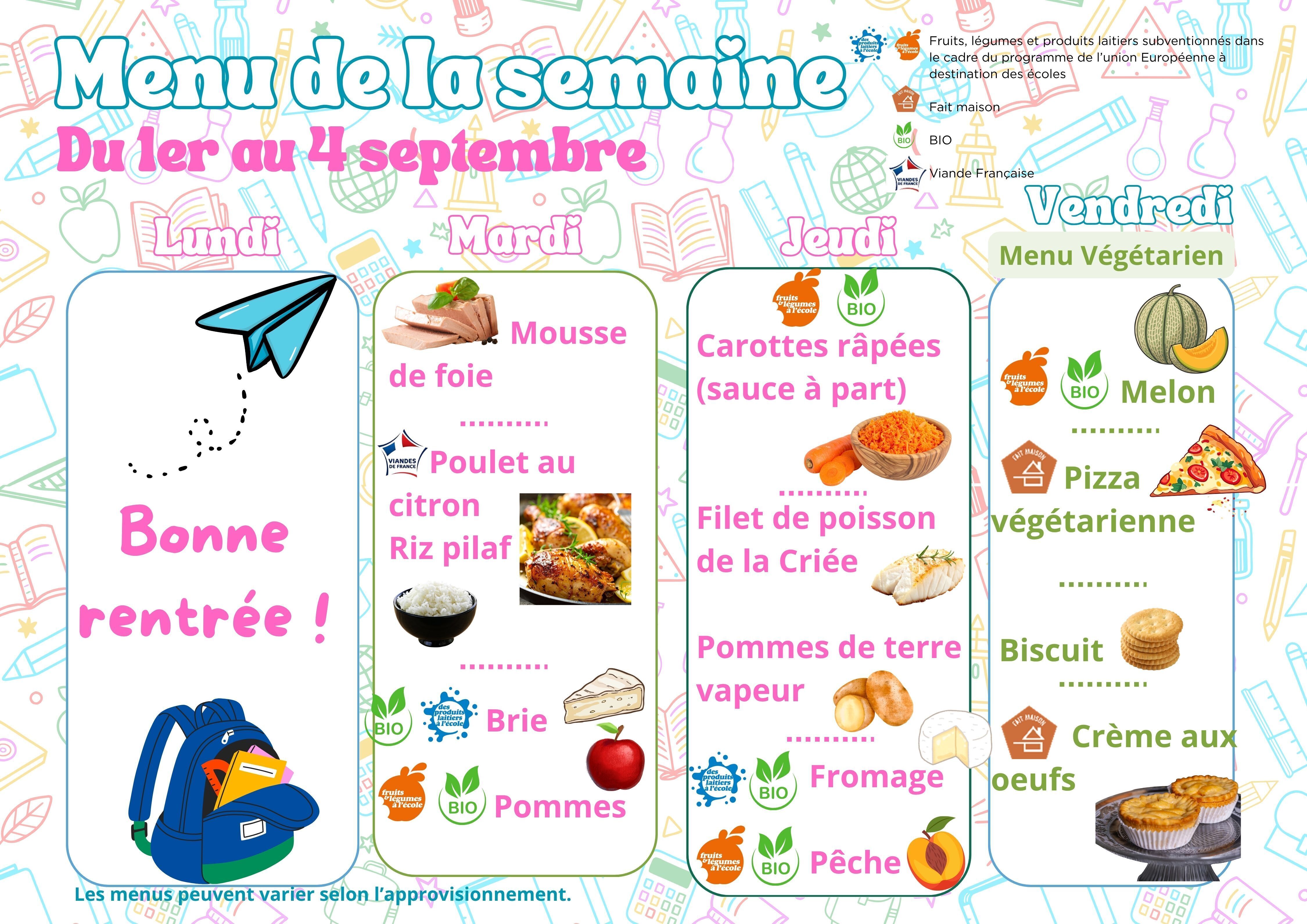 menu du 1 sept
