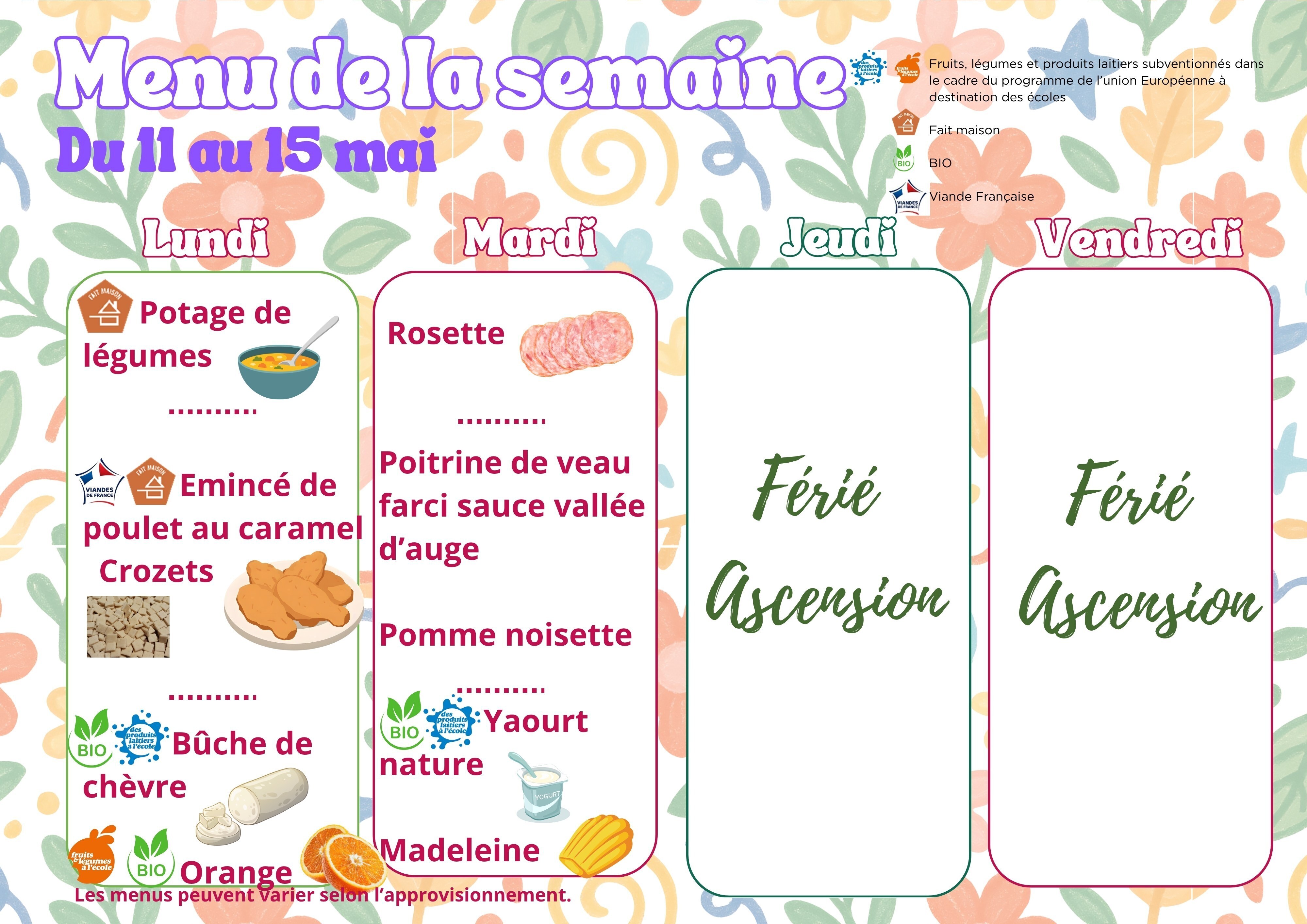 menu du 11 mai