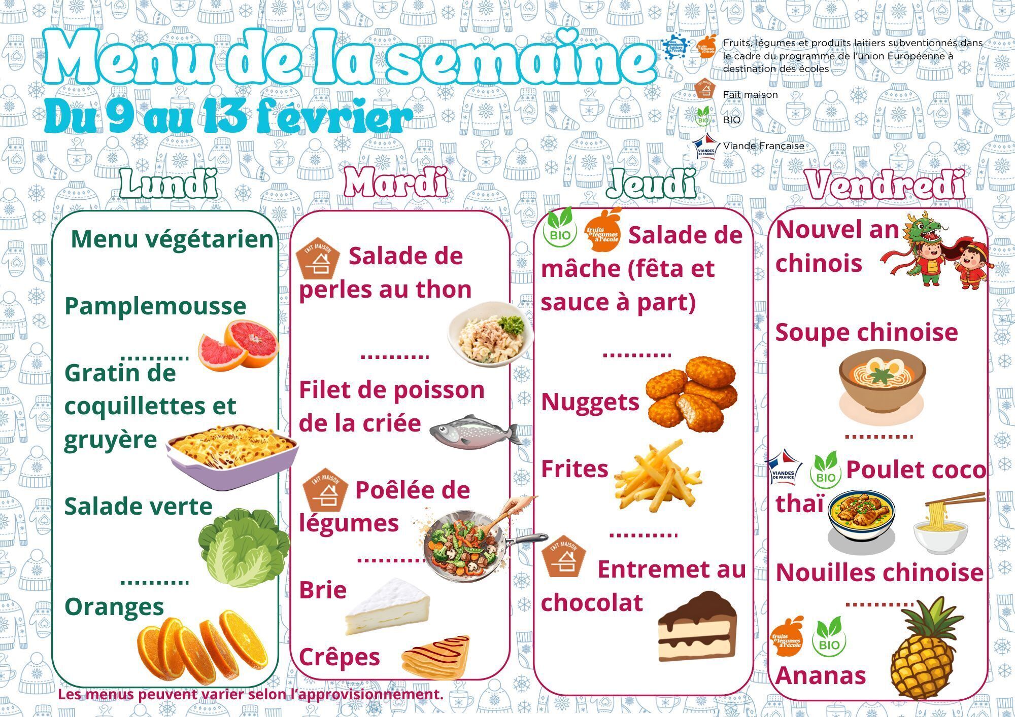 menu du 13 février
